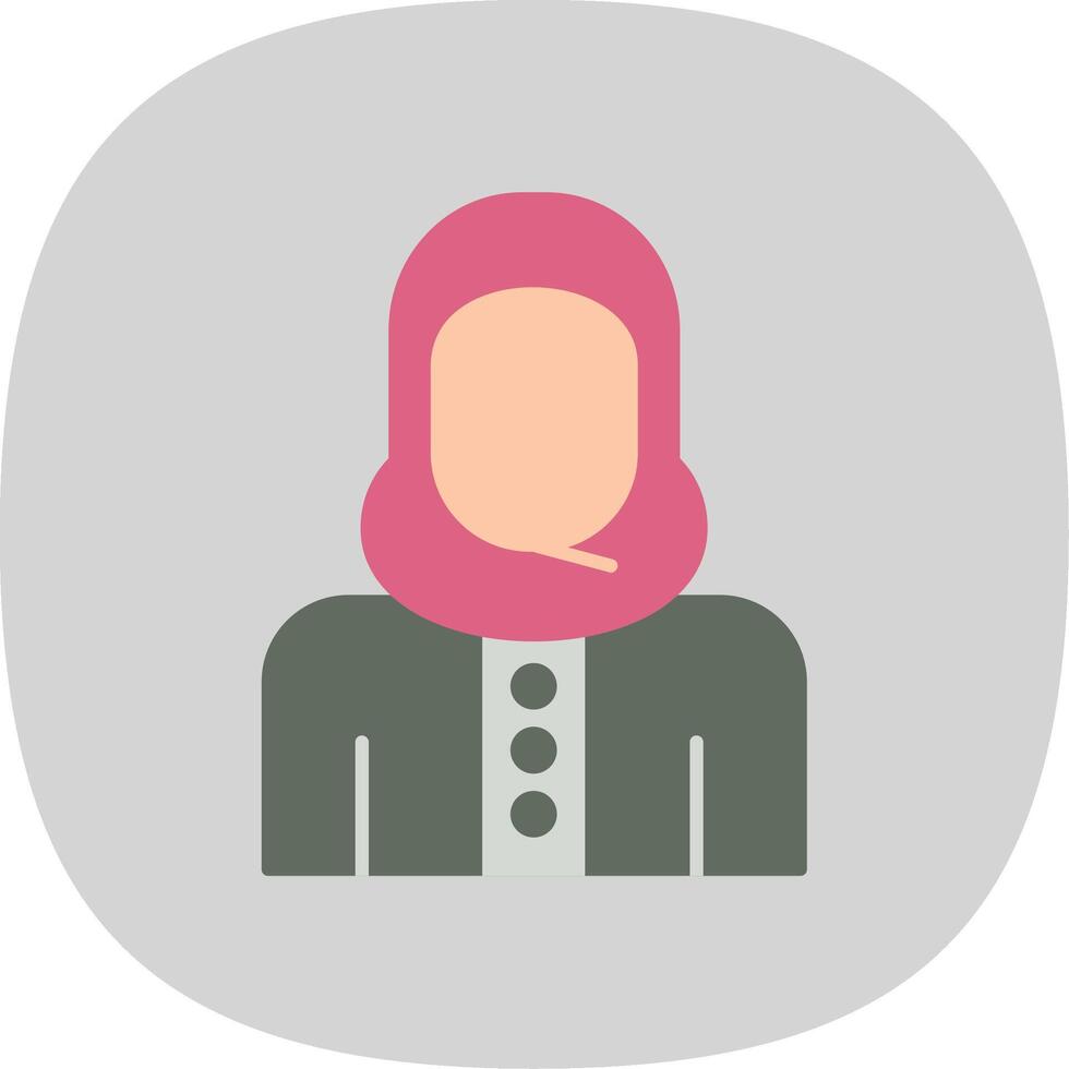 Islamic Woman Flat Curve Icon vector