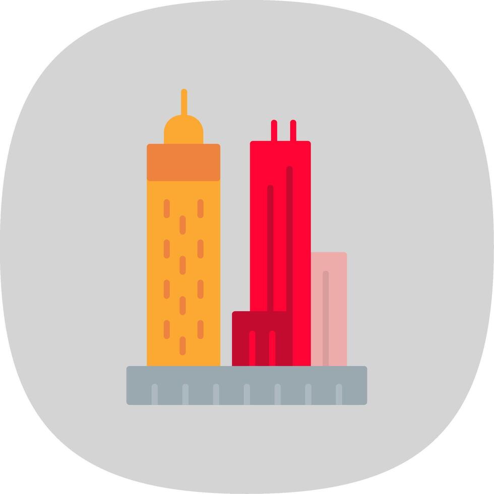 Skyscrapers Flat Curve Icon vector