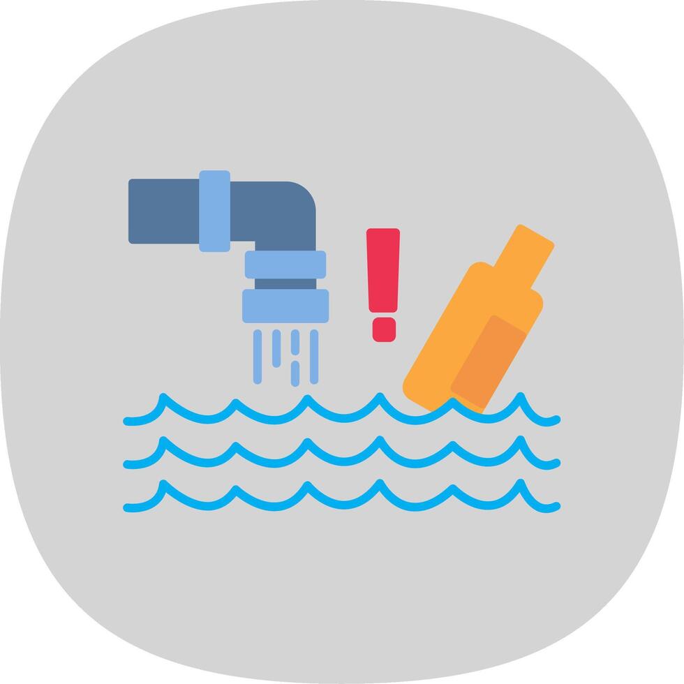 Water Pollution Flat Curve Icon vector