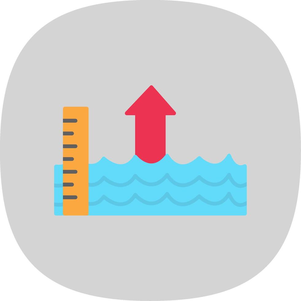 Sea Level Rise Flat Curve Icon vector