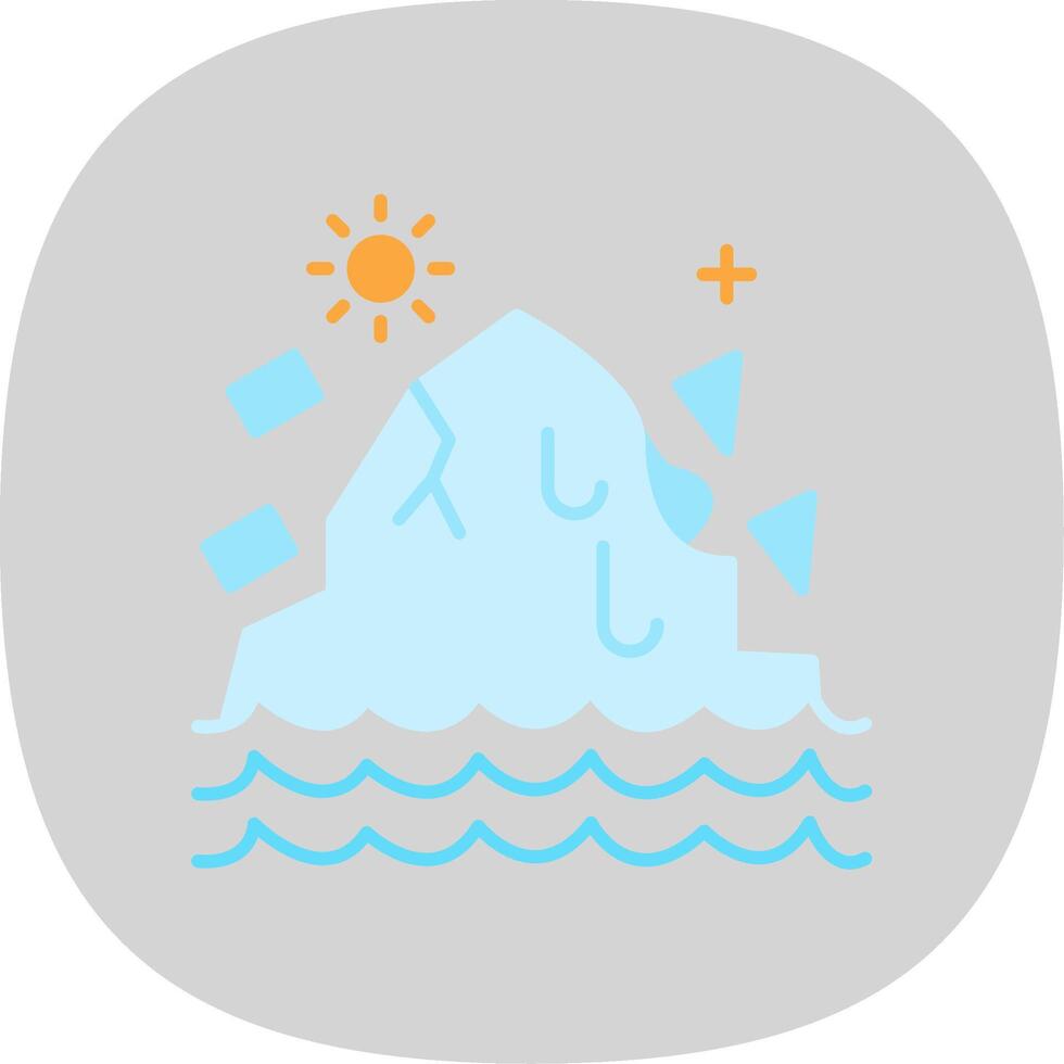 Melting Ice Flat Curve Icon vector