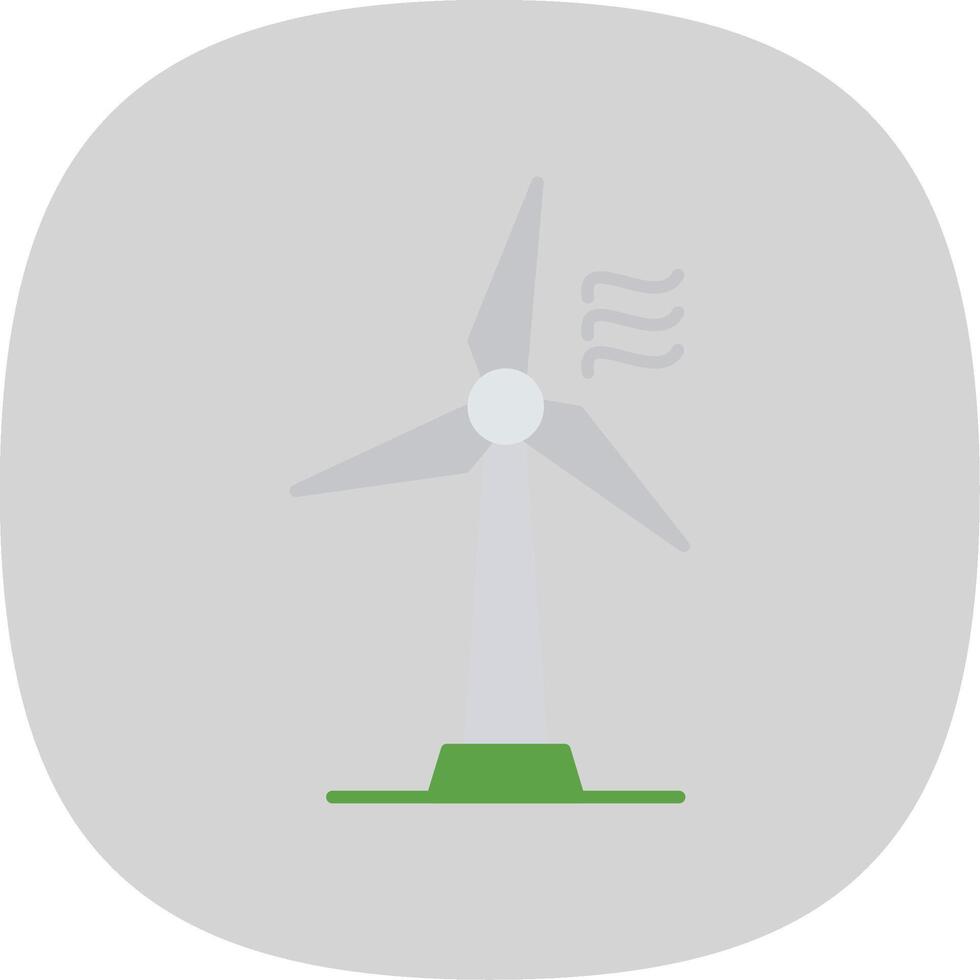 Wind Turbine Flat Curve Icon vector