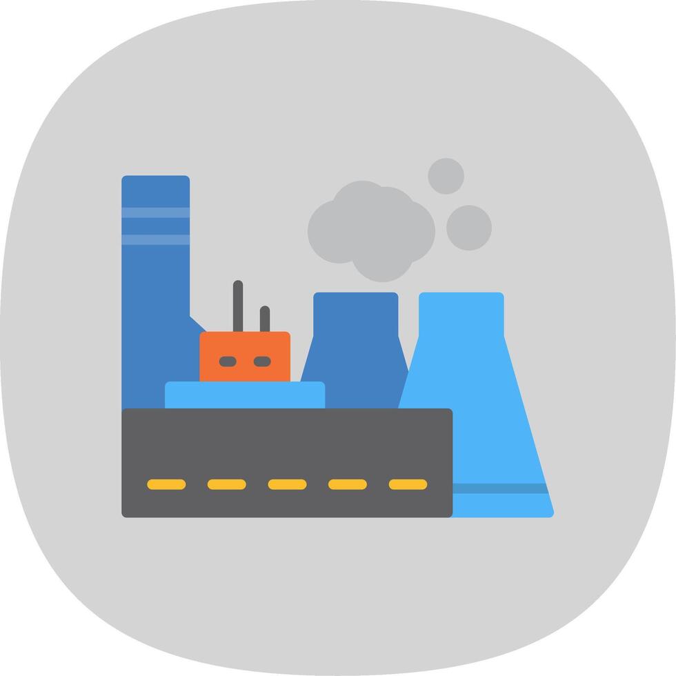 Power Station Flat Curve Icon vector