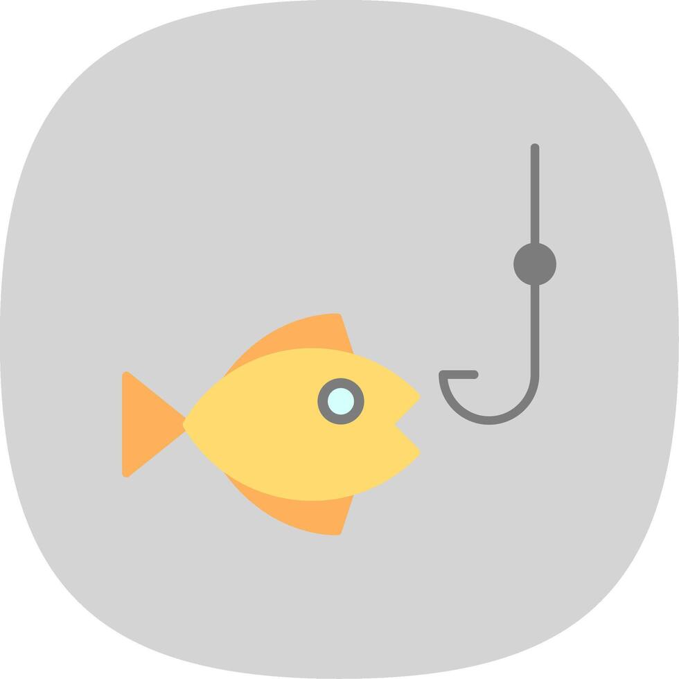 pescar plano curva icono vector