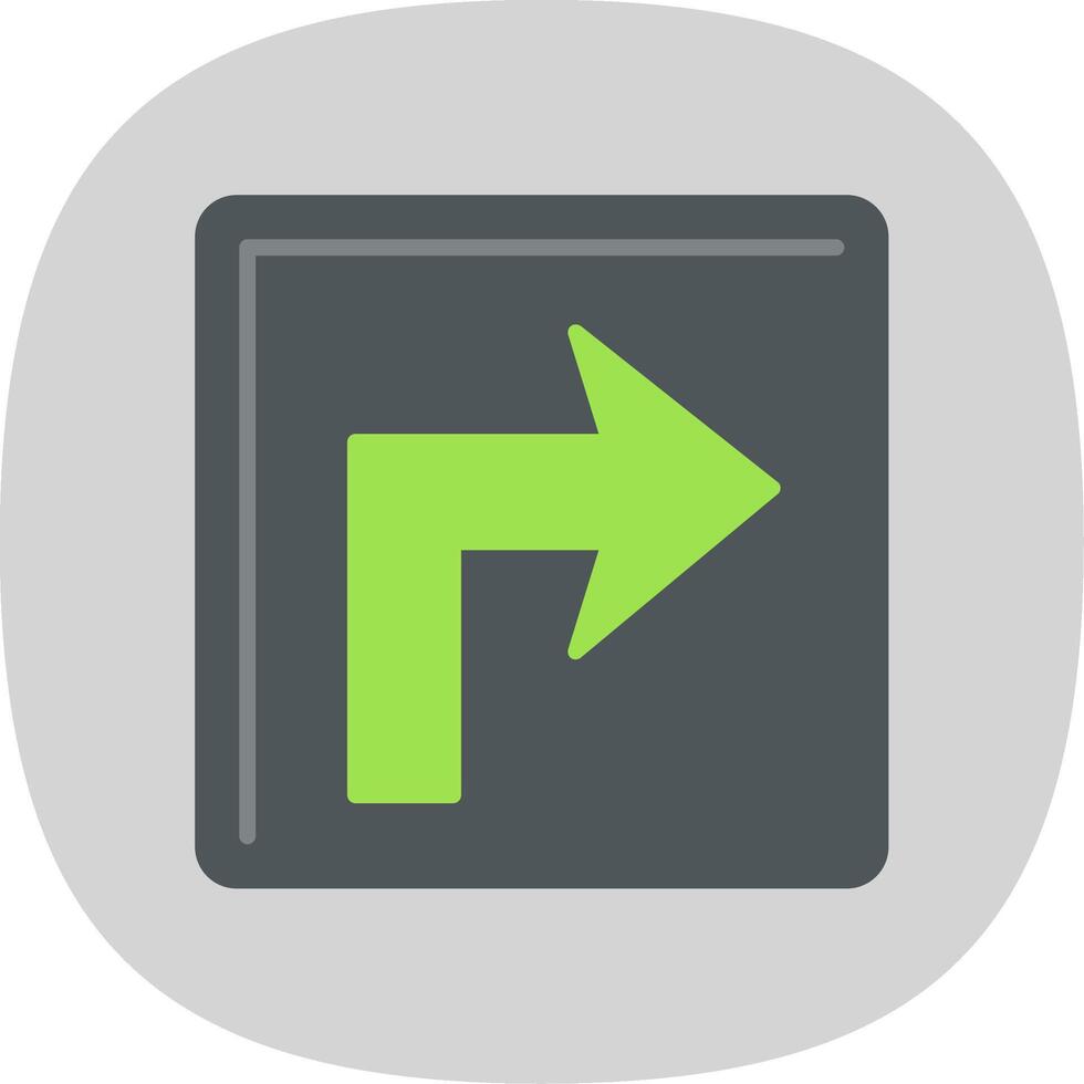 Turn Right Flat Curve Icon vector