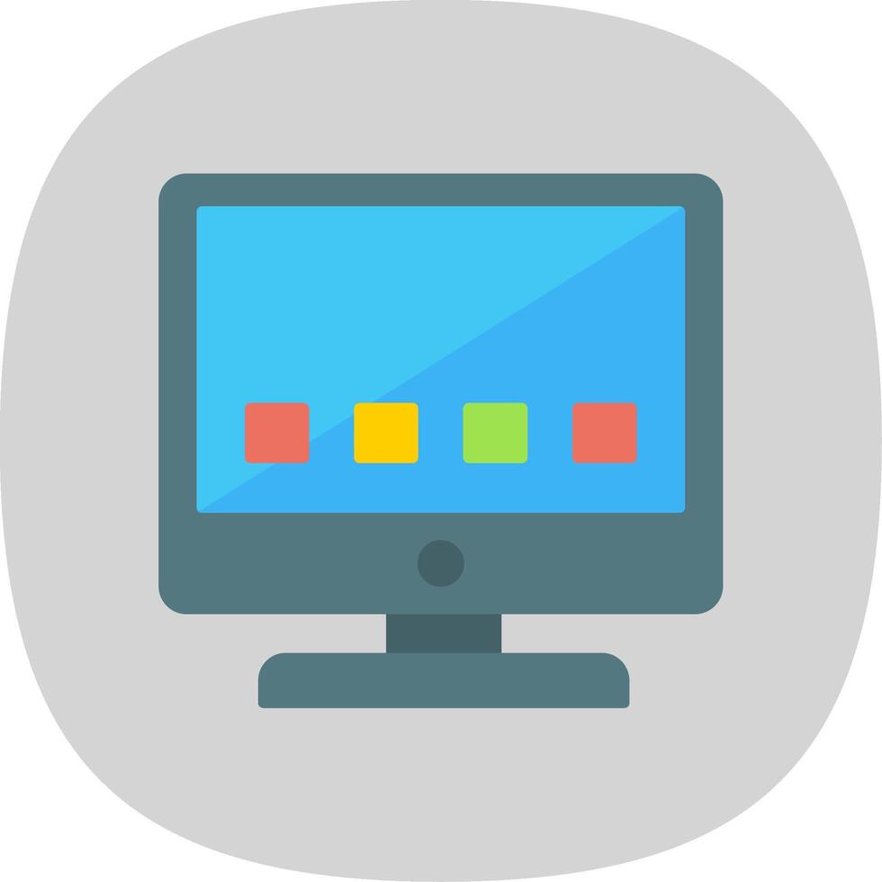 Computer Flat Curve Icon vector