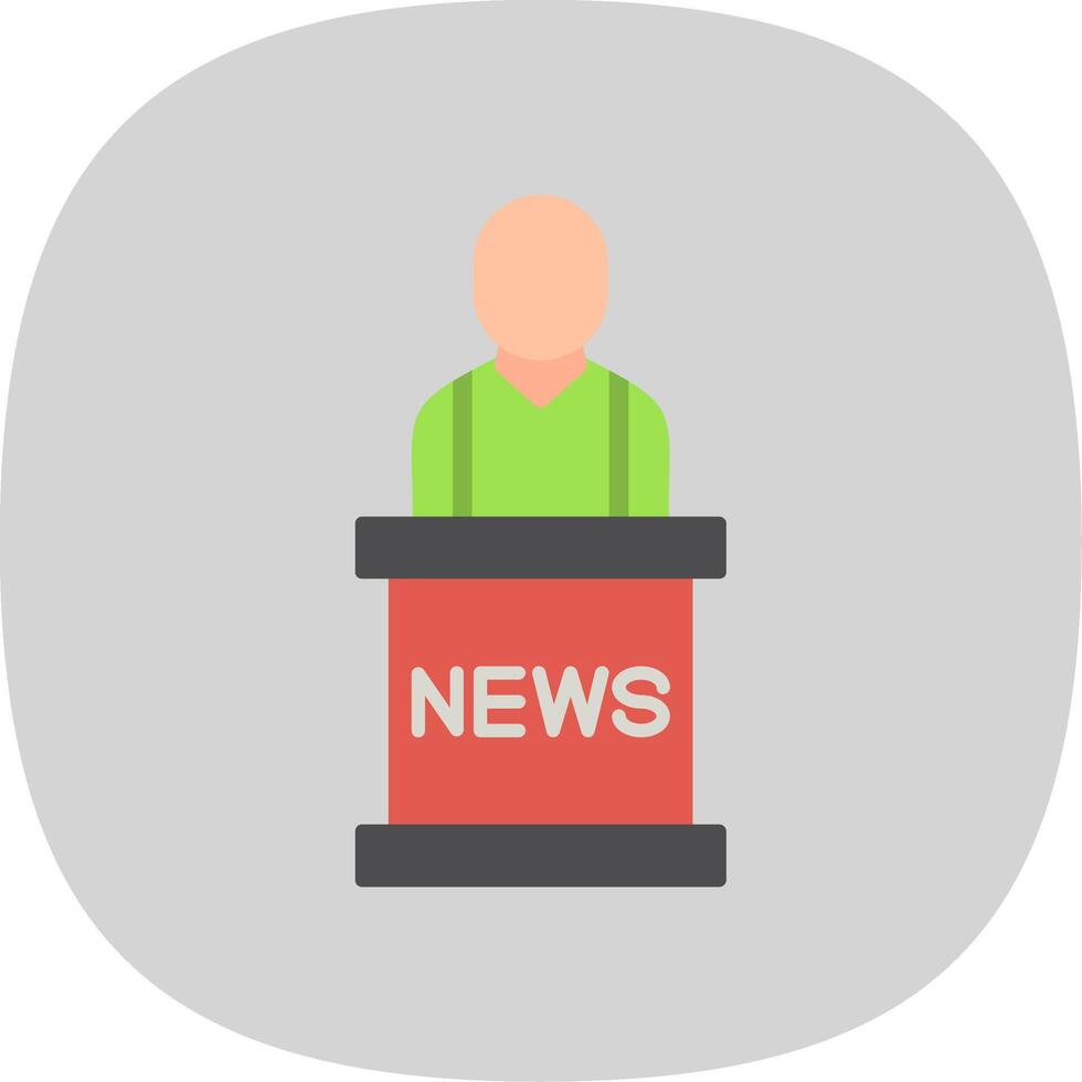 News Anchor Flat Curve Icon vector