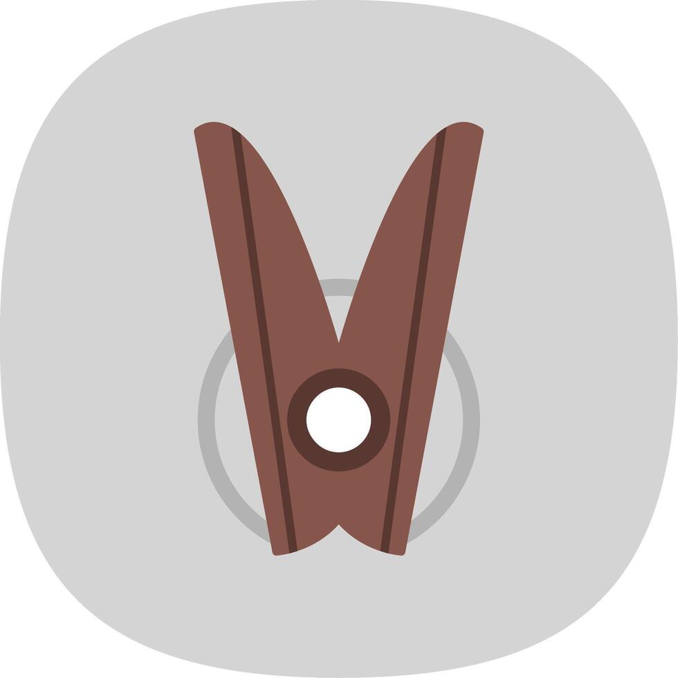 Clothespin Flat Curve Icon vector