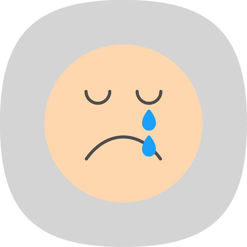 Crying Flat Curve Icon vector