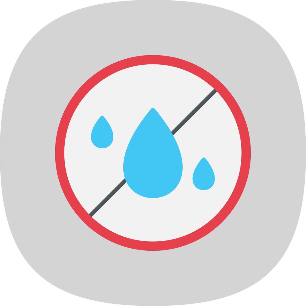 No Water Flat Curve Icon vector