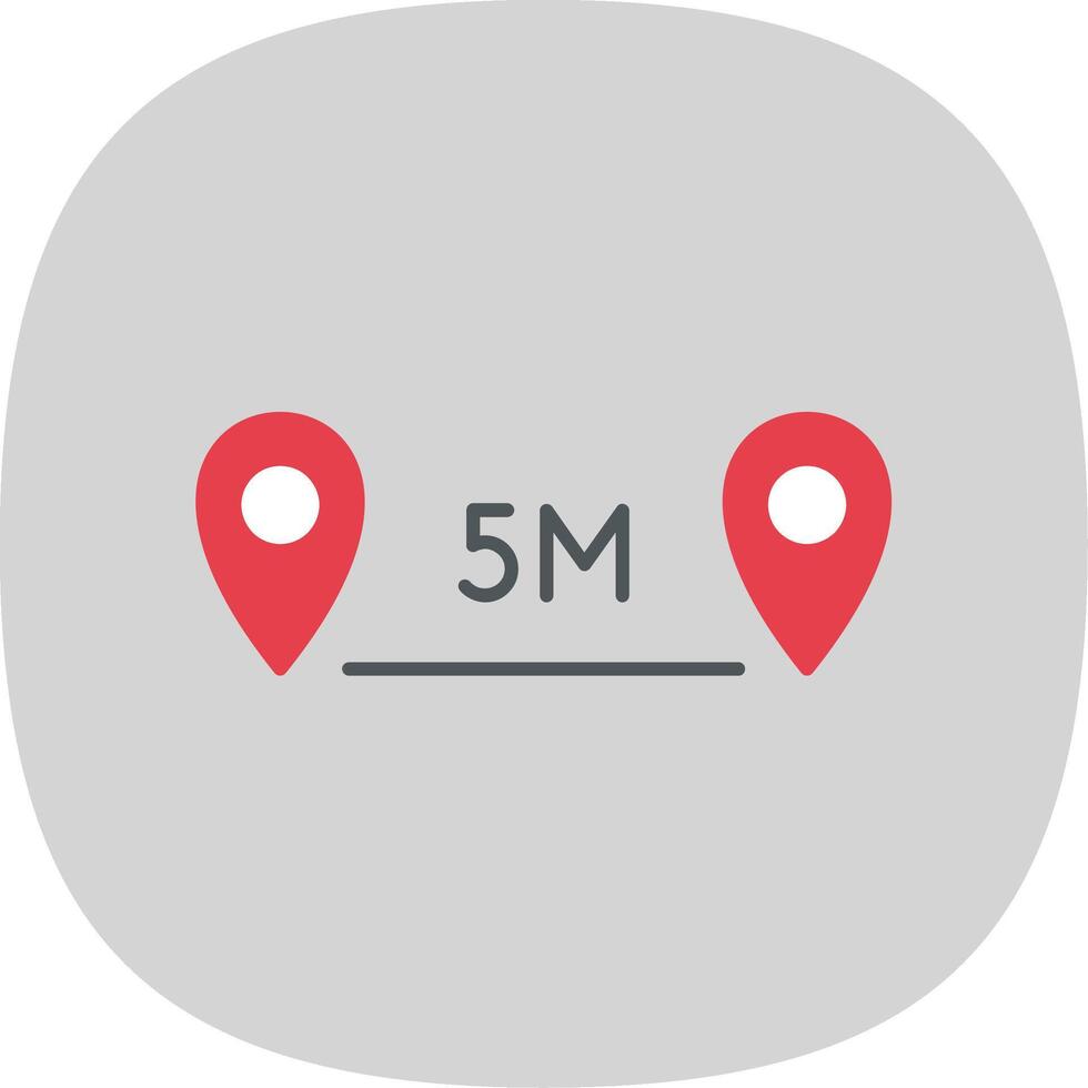 Distance Flat Curve Icon vector