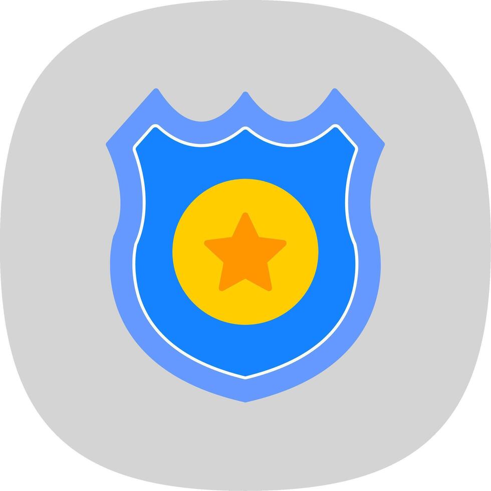 policía Insignia plano curva icono vector