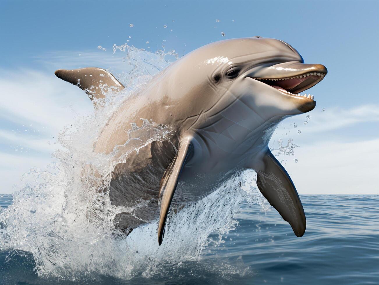 AI generated portrait of dolphin illustration, generative ai photo