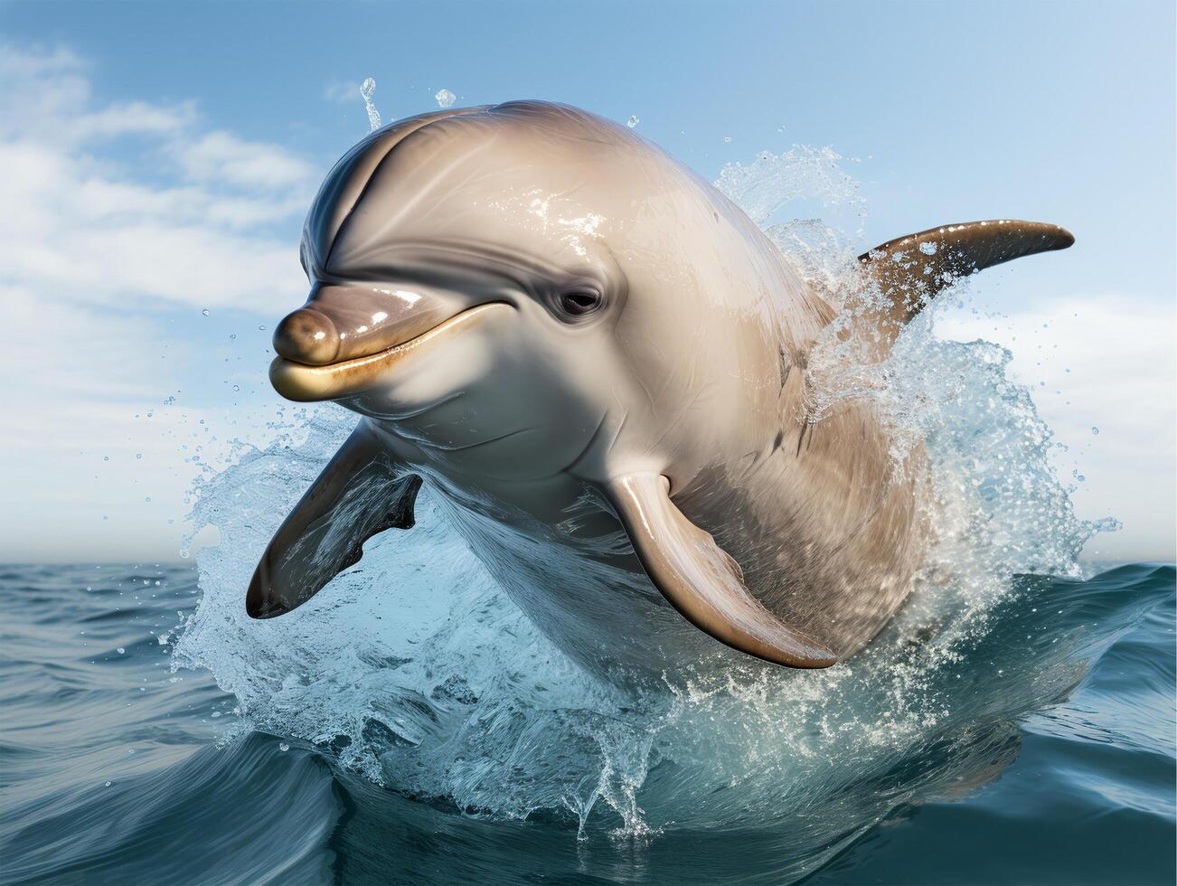 AI generated portrait of dolphin illustration, generative ai photo