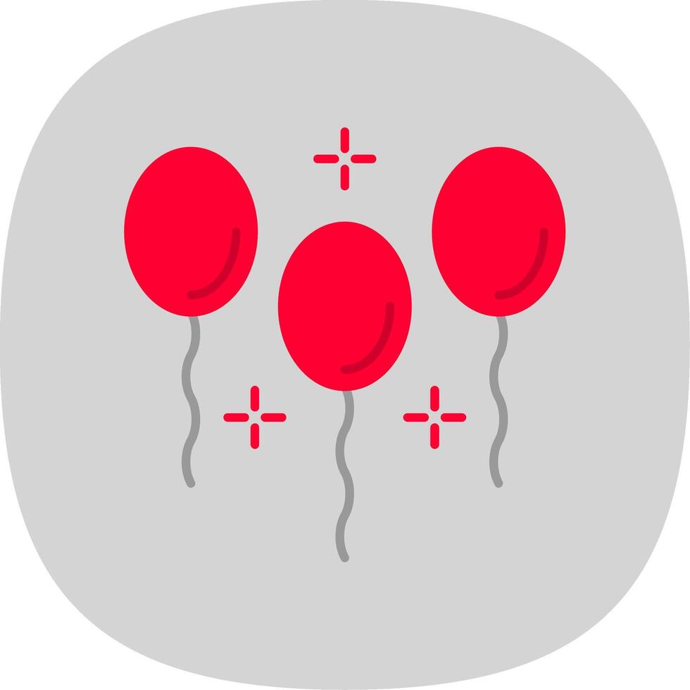 Balloons Flat Curve Icon vector