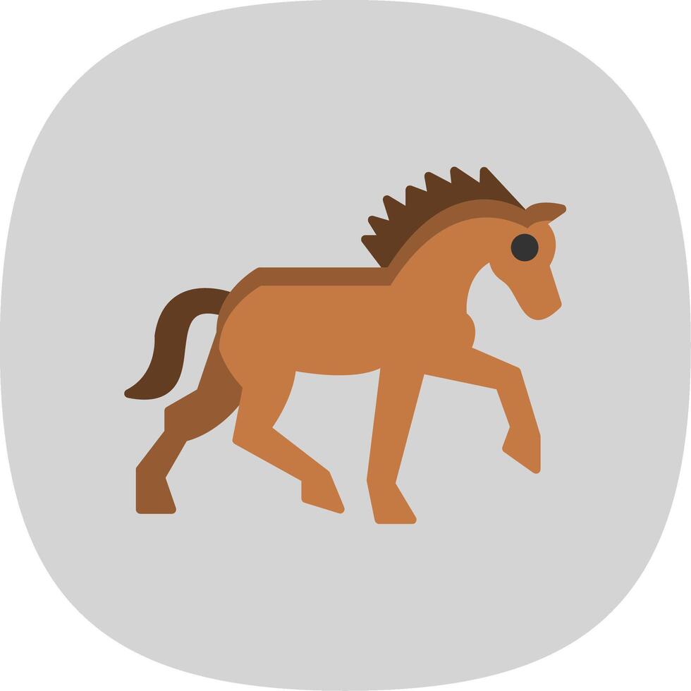caballo plano curva icono vector