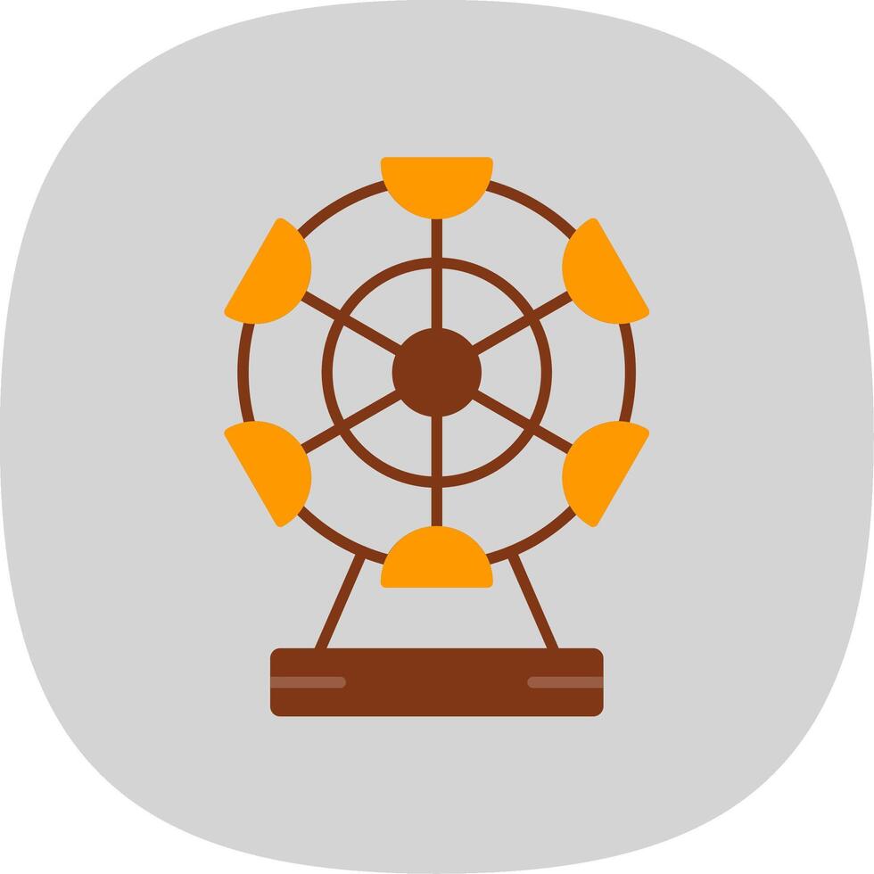 Ferris Wheel Flat Curve Icon vector