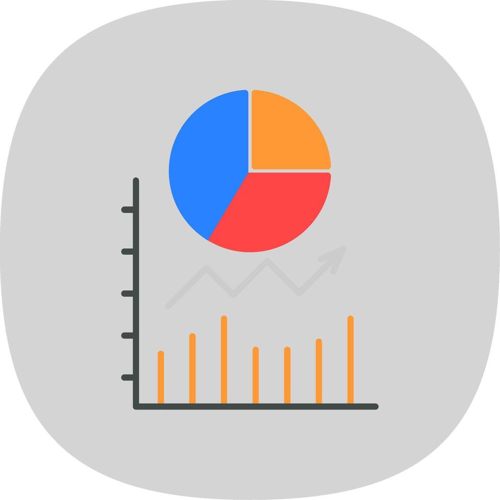 Pie Chart Flat Curve Icon vector