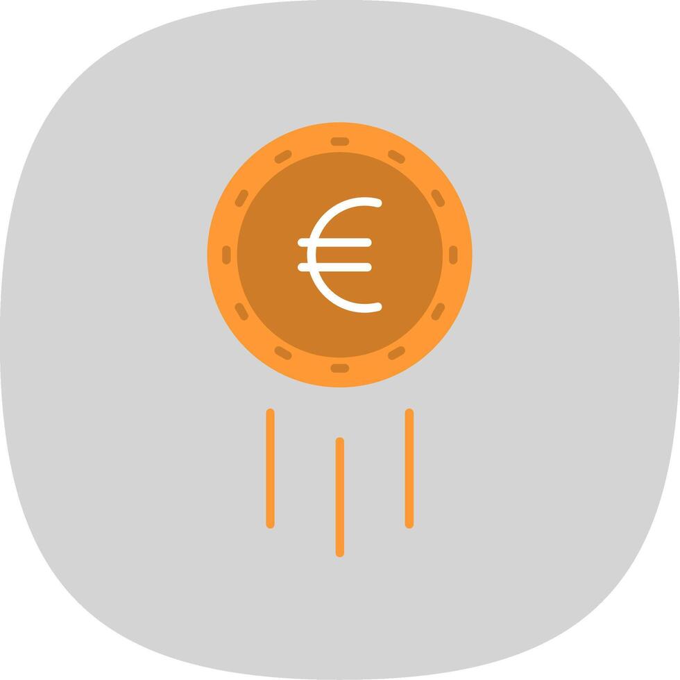 Euro Sign Flat Curve Icon vector