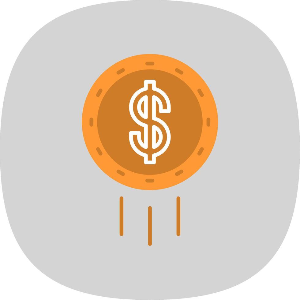 dólar moneda plano curva icono vector