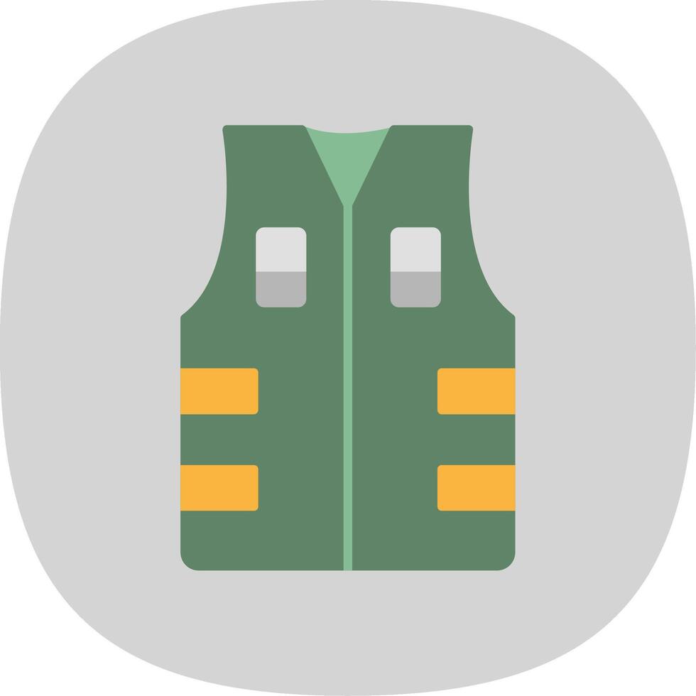 Bullet Proof Vest Flat Curve Icon vector