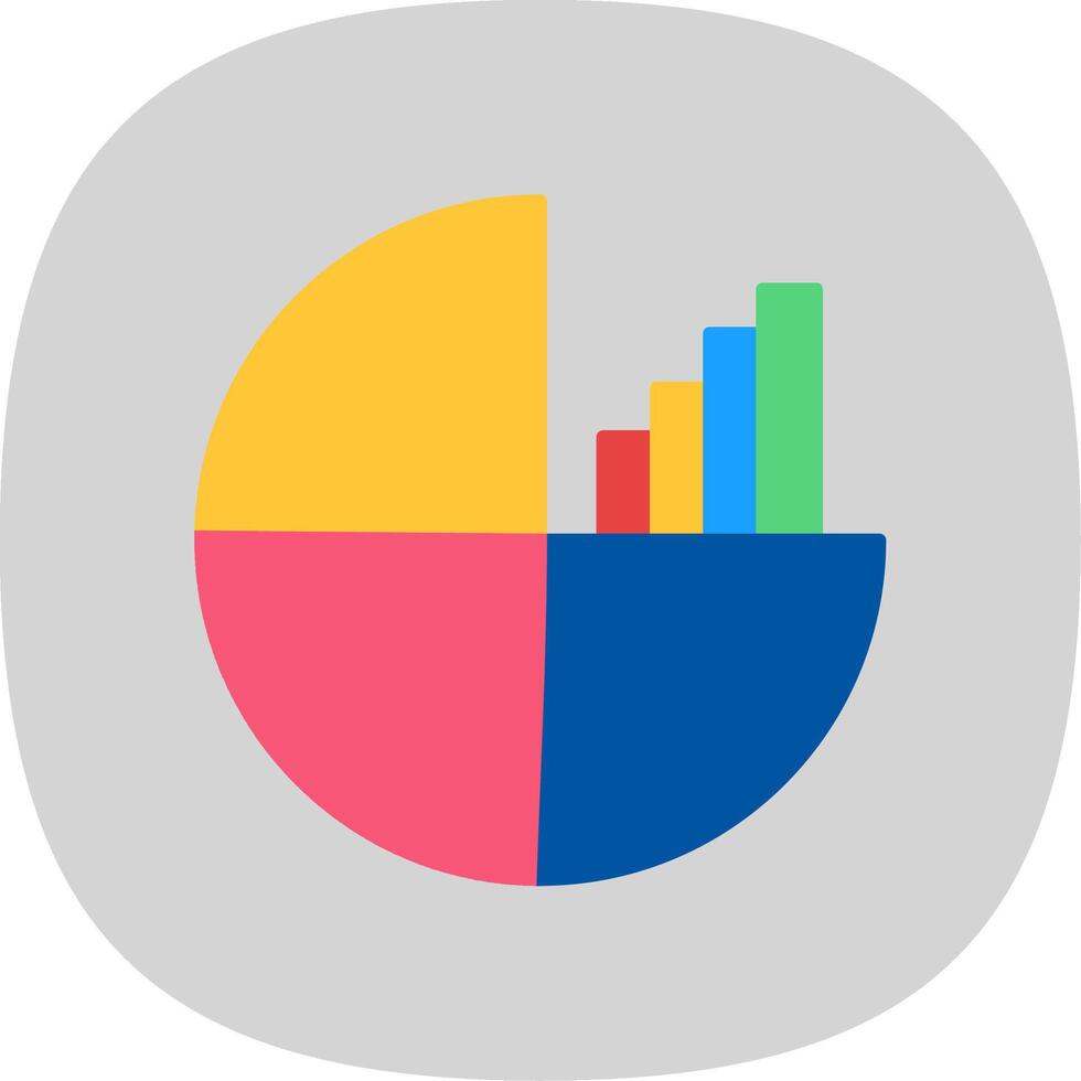 Pie Chart Flat Curve Icon vector
