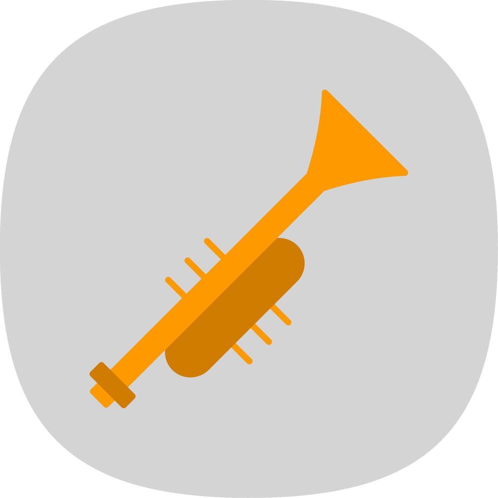 trompeta plano curva icono vector