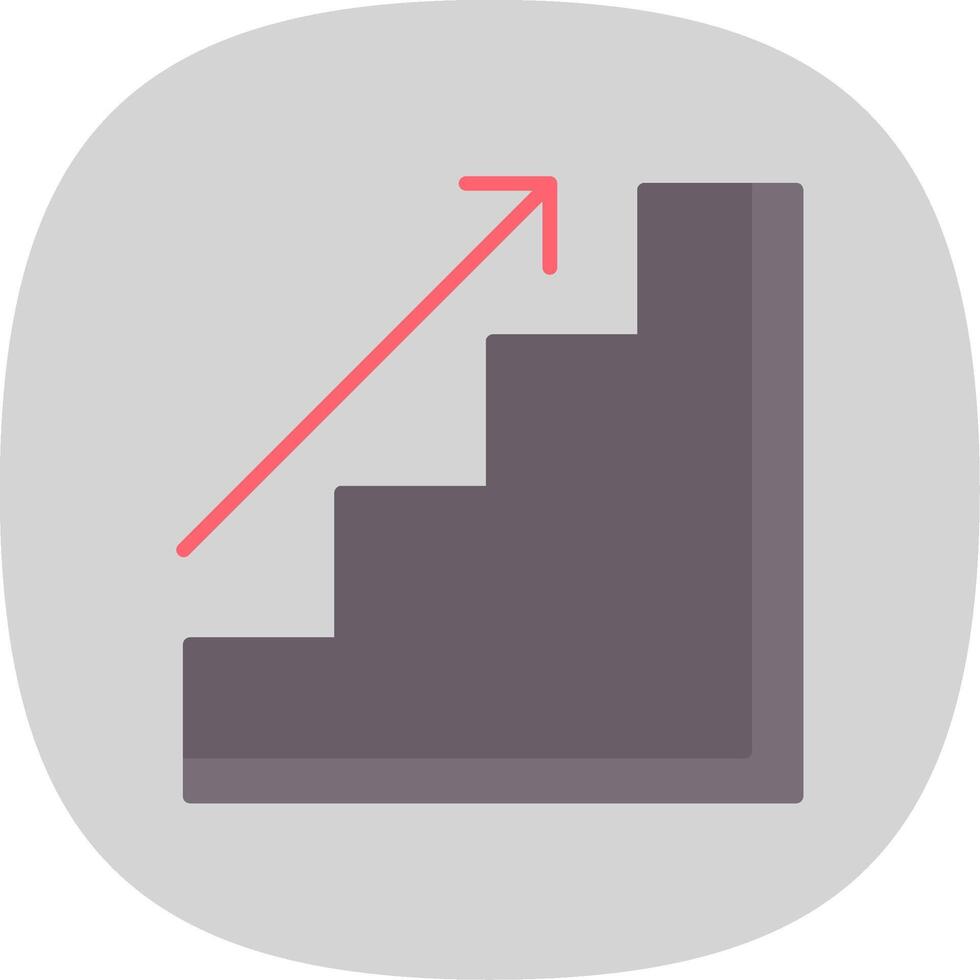 escalera plano curva icono vector