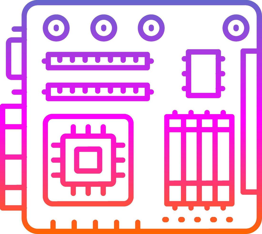 icono de degradado de línea de placa base vector