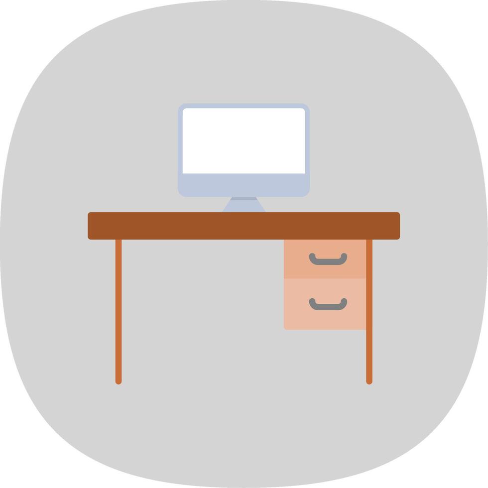 Desk Flat Curve Icon vector