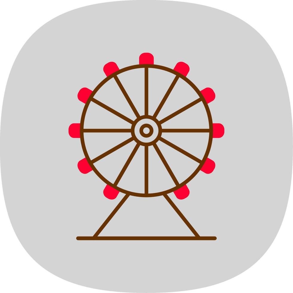 Ferris Wheel Flat Curve Icon vector