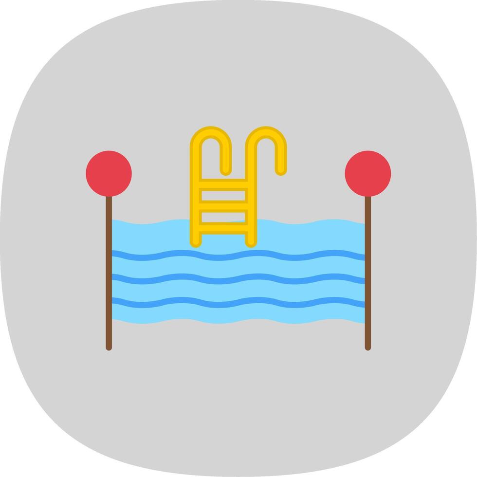 nadando piscina plano curva icono vector