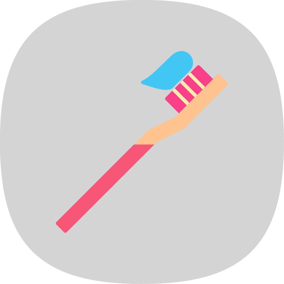 Toothbrush Flat Curve Icon vector