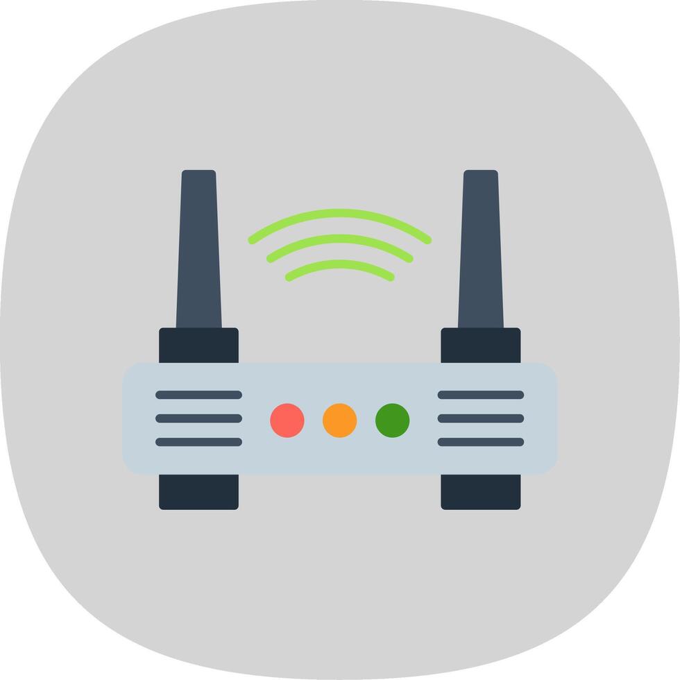Wifi Router Flat Curve Icon vector