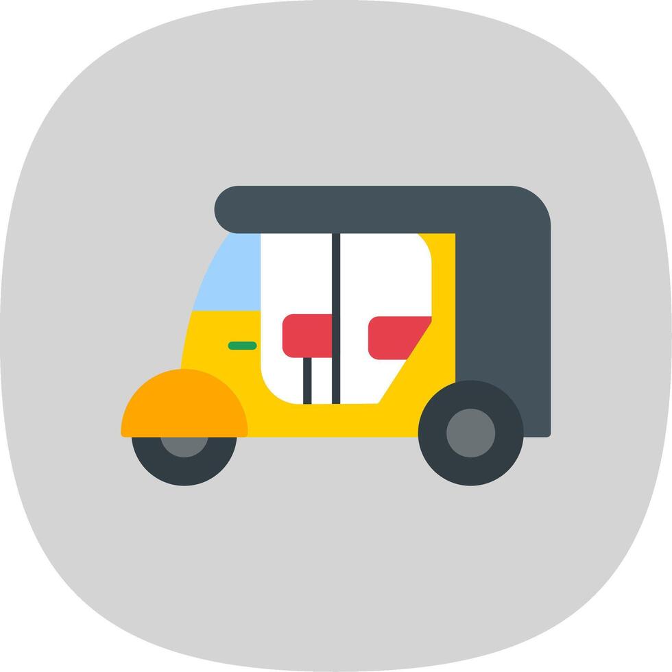 Rickshaw Flat Curve Icon vector