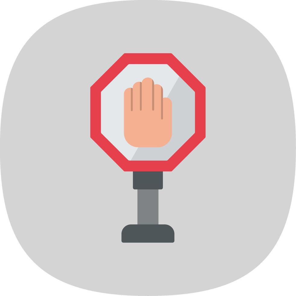 Stop Sign Flat Curve Icon vector