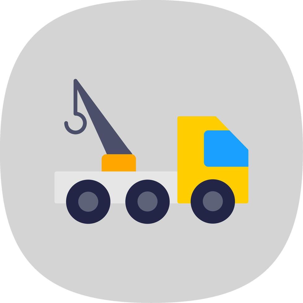 Tow Truck Flat Curve Icon vector