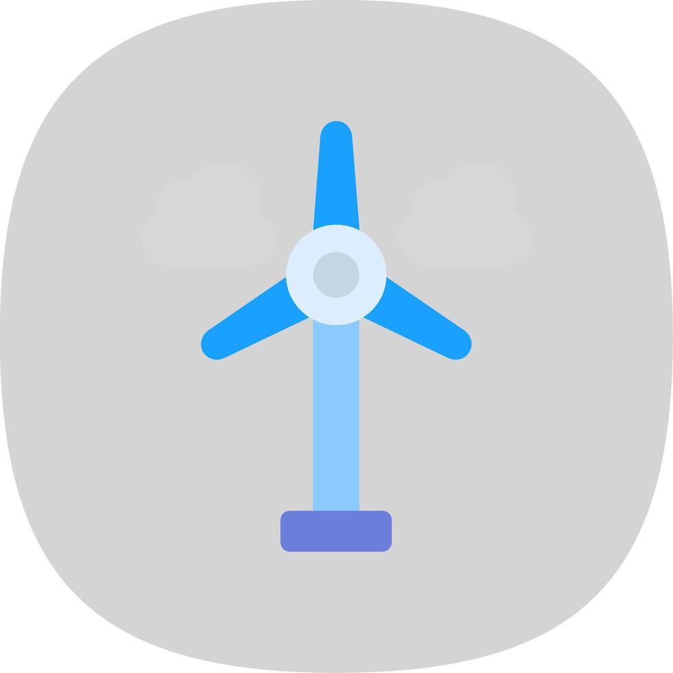 viento turbina plano curva icono vector