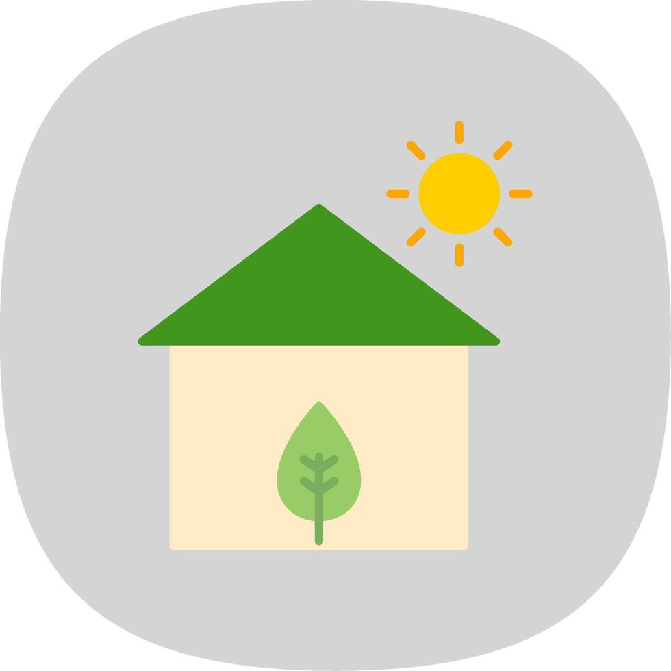 Eco House Flat Curve Icon vector