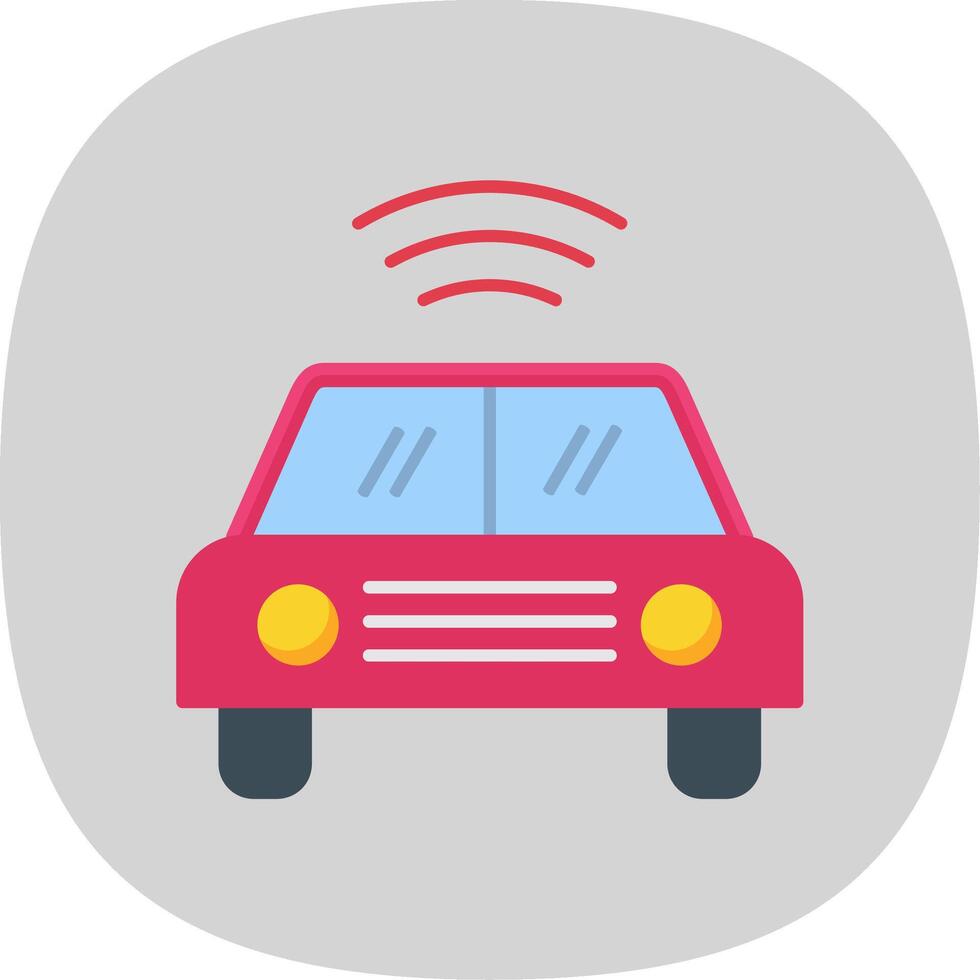 Autonomous Car Flat Curve Icon vector