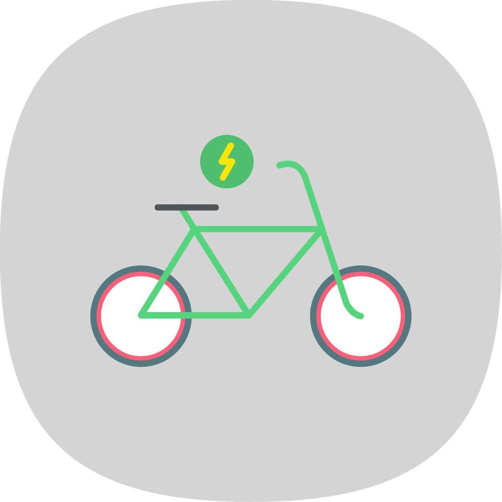 eléctrico bicicleta plano curva icono vector