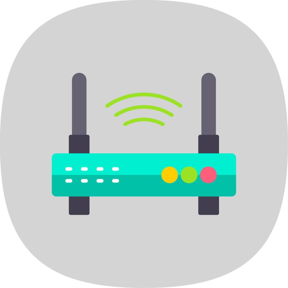 Wifi Router Flat Curve Icon vector