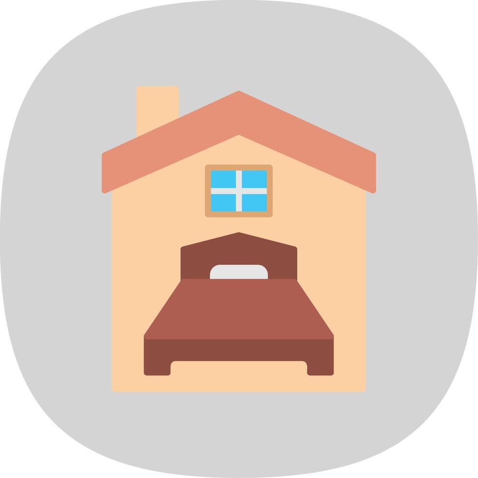 Bedroom Flat Curve Icon vector