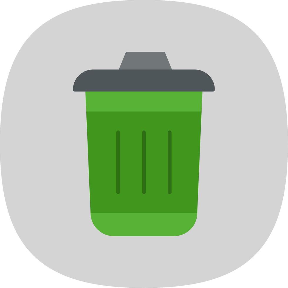 Dustbin Flat Curve Icon vector