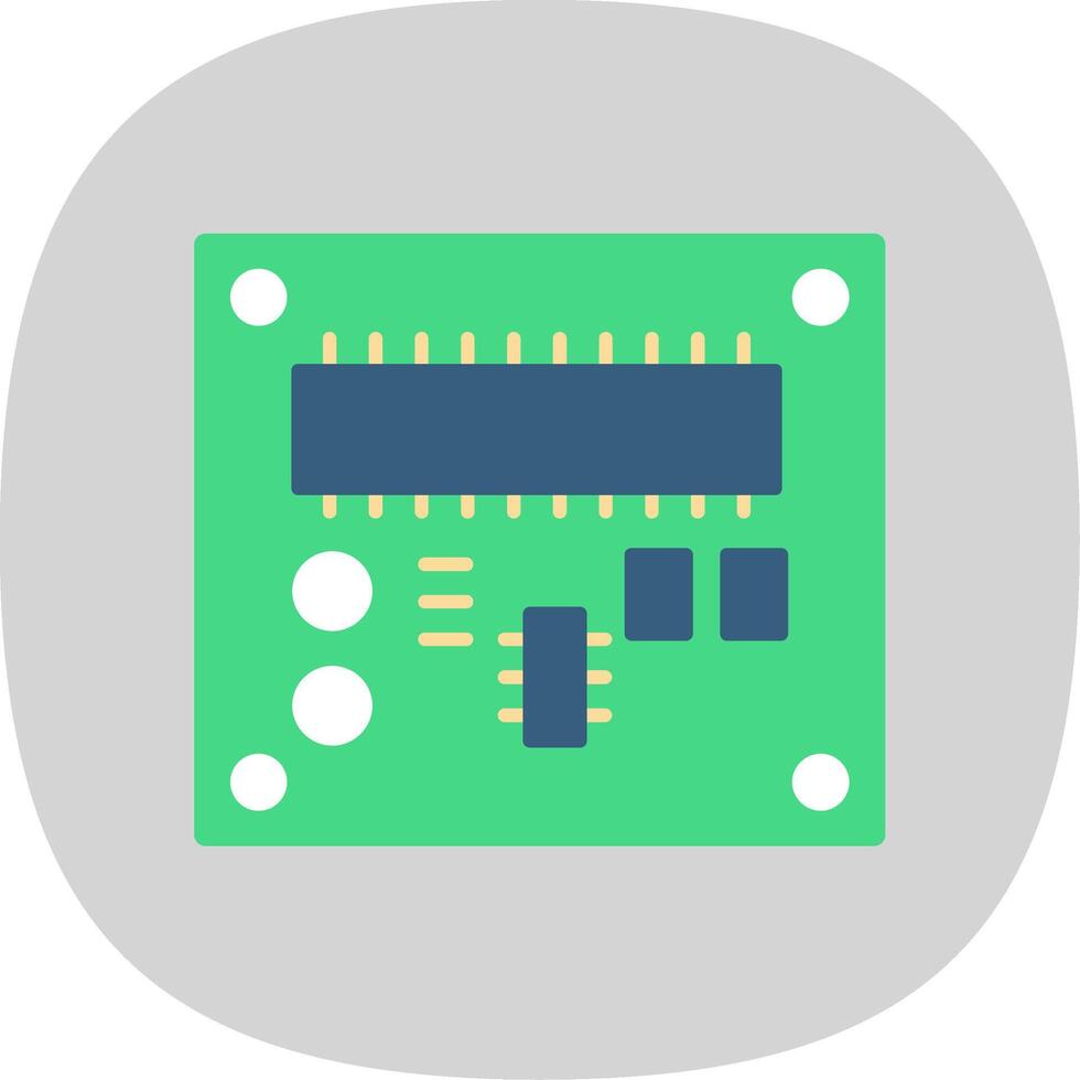 tarjeta de circuito impreso tablero plano curva icono vector