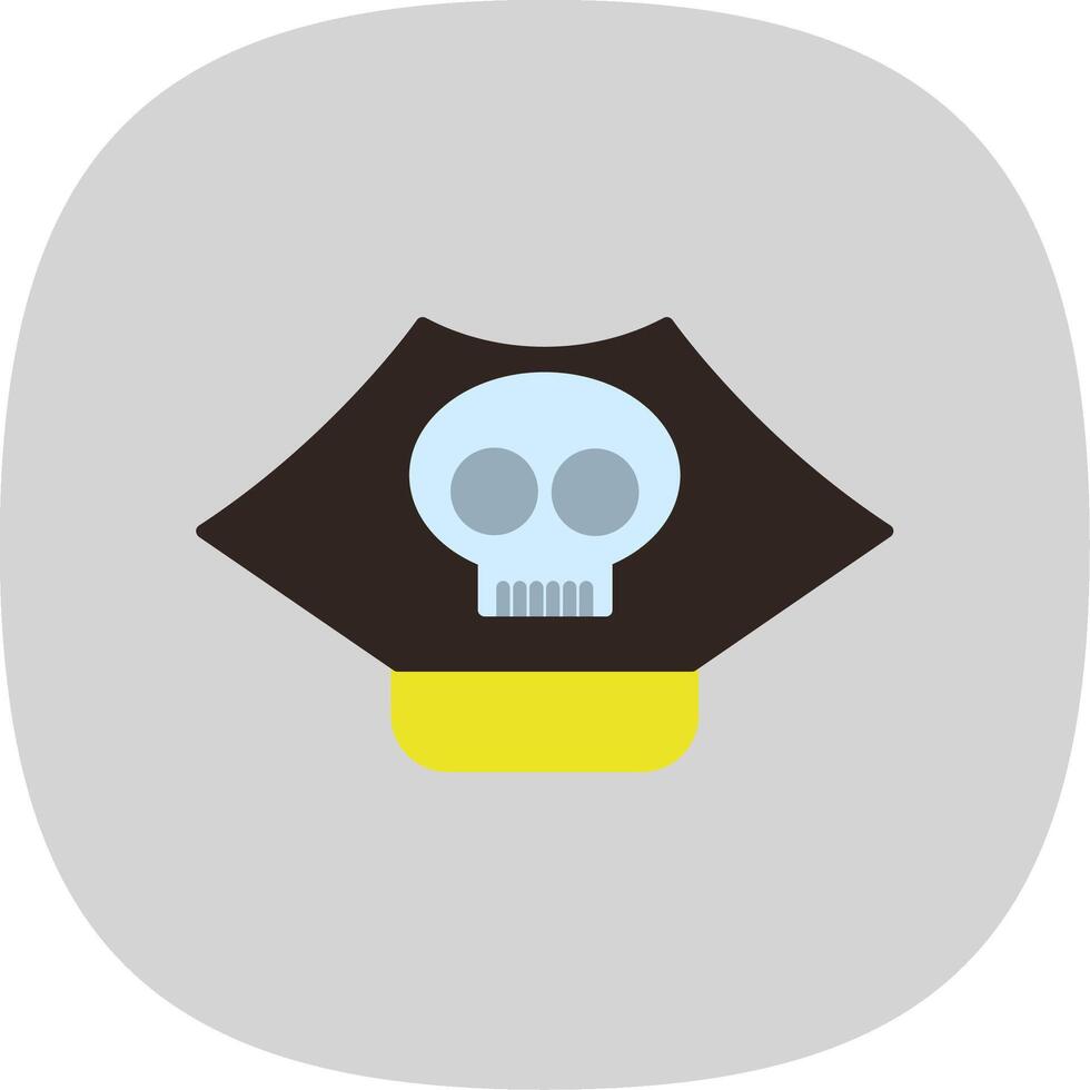 pirata sombrero plano curva icono vector