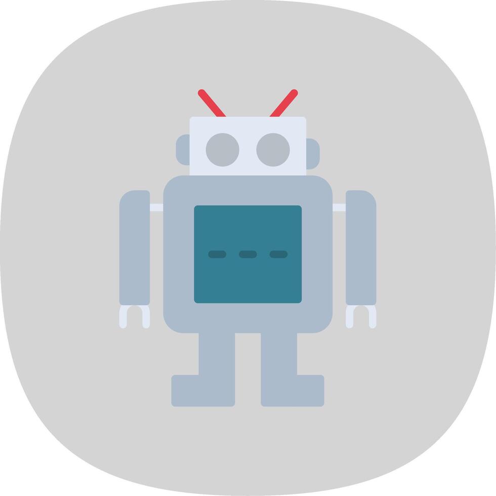 Robot Flat Curve Icon vector