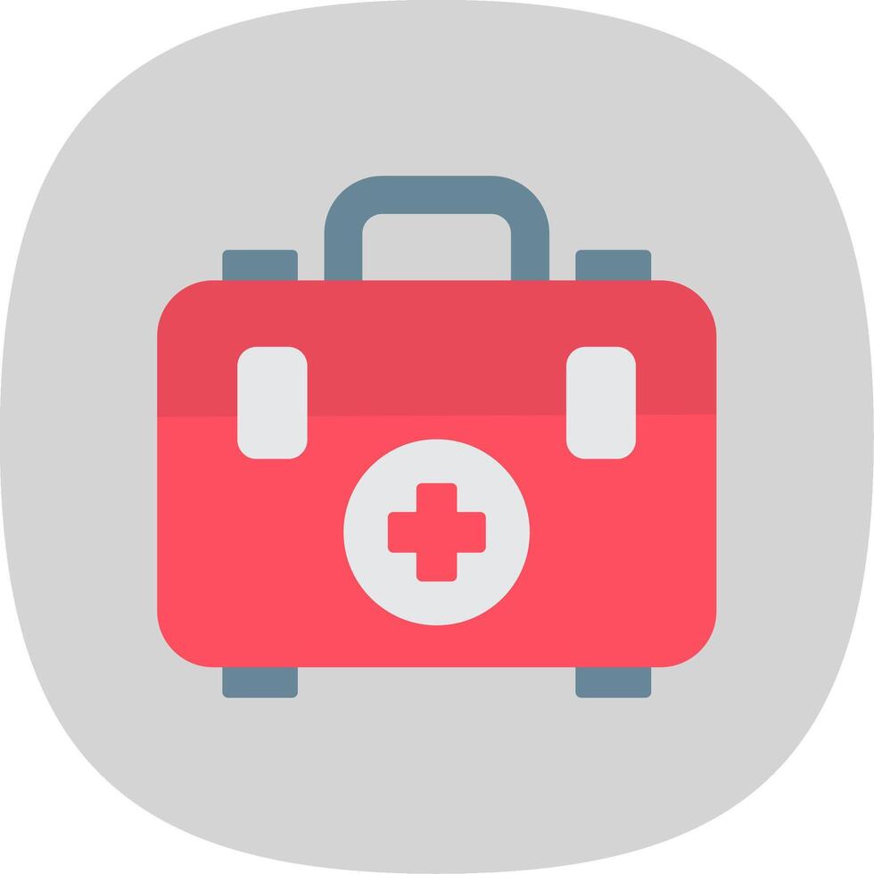 First Aid Box Flat Curve Icon vector