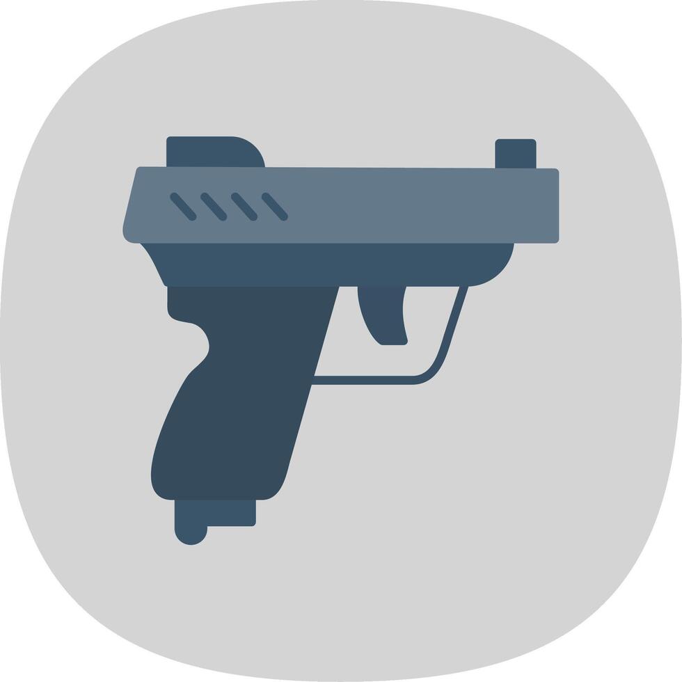 Pistol Flat Curve Icon vector