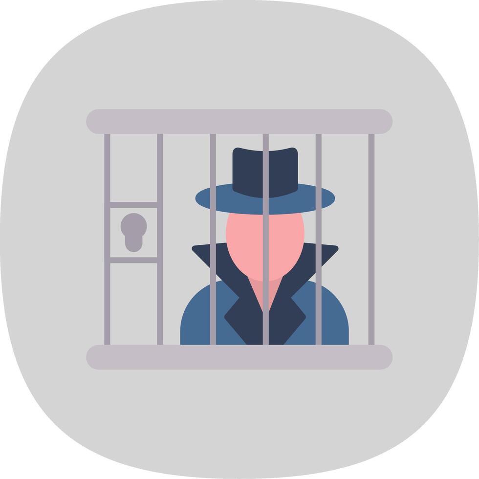 Criminal behind bars Flat Curve Icon vector